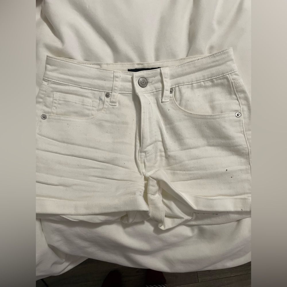 White high waisted jean shorts